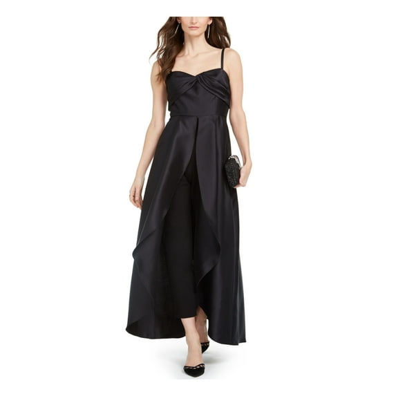 ADRIANNA PAPELL Womens Black Spaghetti Strap Sweetheart Neckline Cocktail Straight leg Jumpsuit 8