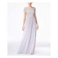thumbnail image 1 of ADRIANNA PAPELL Womens Gray Lace Short Sleeve Illusion Neckline Full-Length Formal Dress 6, 1 of 2