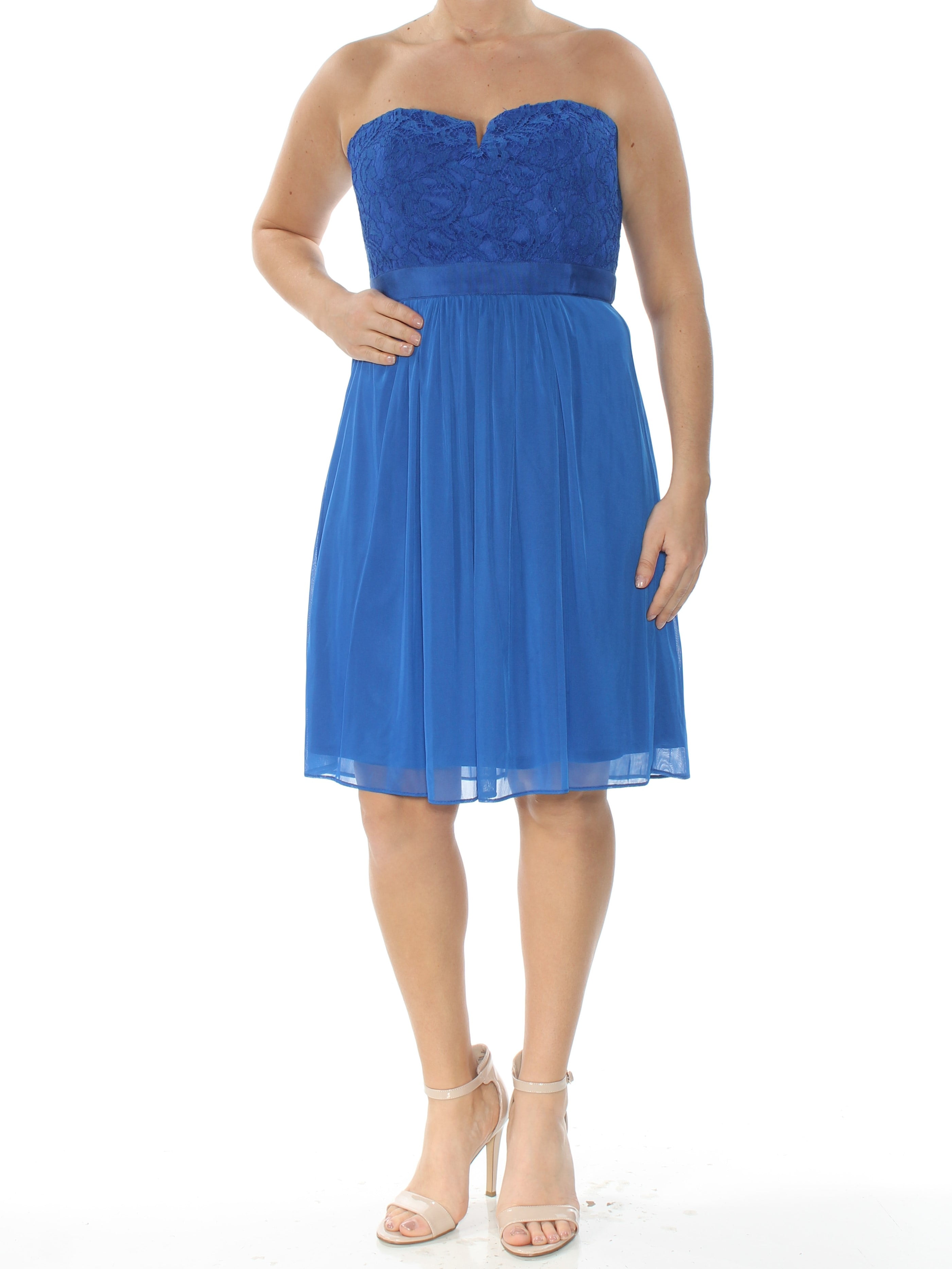 ADRIANNA PAPELL Womens New 1218 Blue Strapless Empire Waist Dress 12 B+B