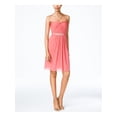 thumbnail image 1 of ADRIANNA PAPELL Womens Pink Embellished Ruched Sleeveless Strapless Above The Knee Evening Fit + Flare Dress 2, 1 of 4