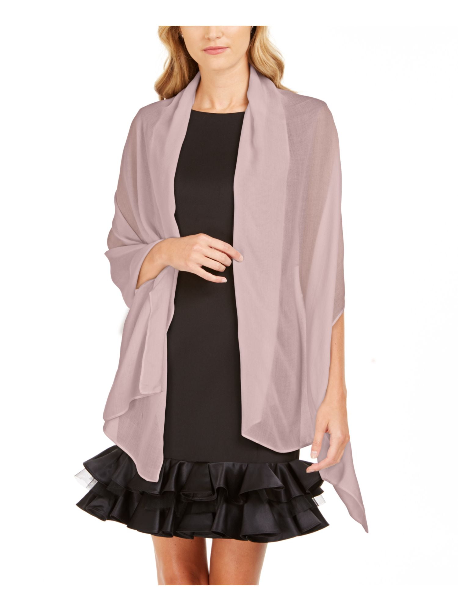 ADRIANNA PAPELL Womens Pink Sheer Overlay shawl Shawl Collar Top