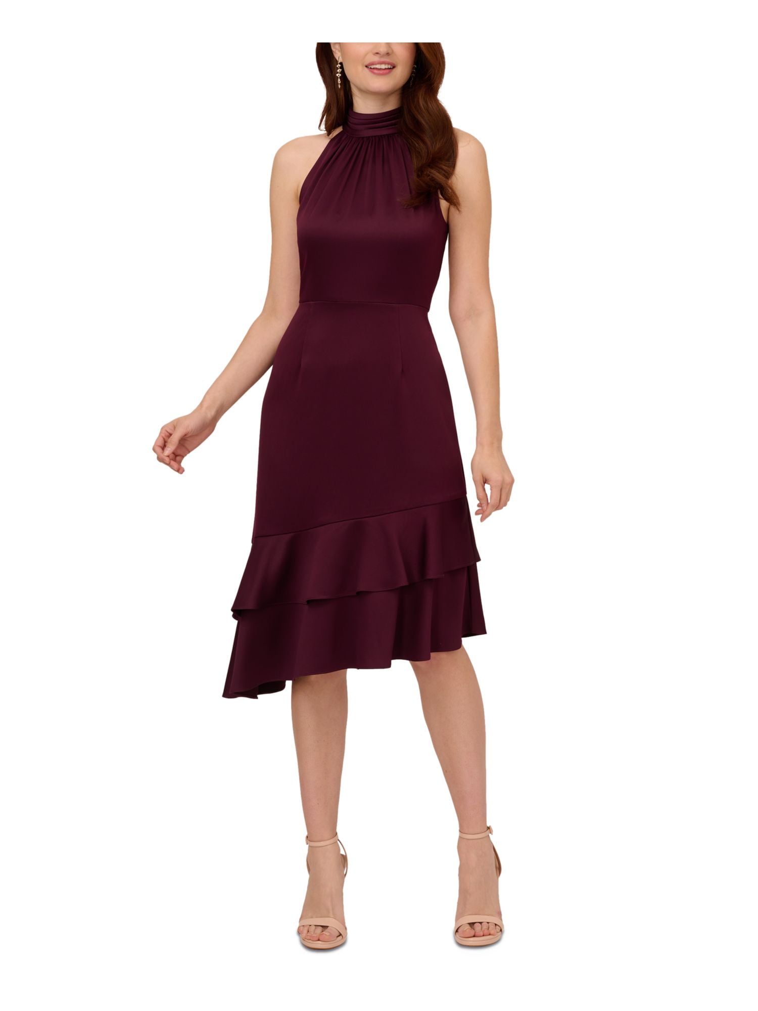 Adrianna Papell Womens Asymmetric Evening Dress Purple 10