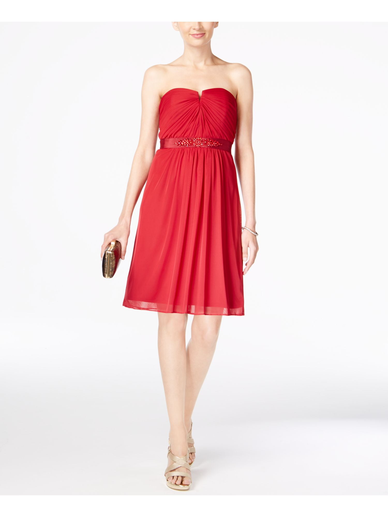 ADRIANNA PAPELL Womens Red Strapless Knee Length Cocktail Dress Size: 16 -  Walmart Business Supplies