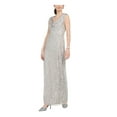 thumbnail image 1 of ADRIANNA PAPELL Womens Silver Sequined Sleeveless Cowl Neck Evening Dress 2, 1 of 4