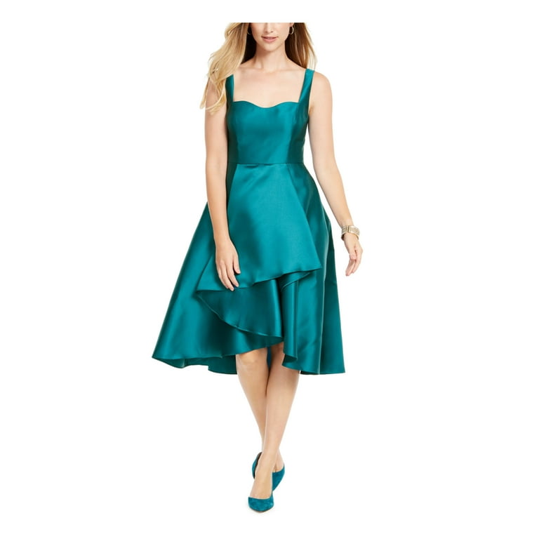 ADRIANNA PAPELL Womens Teal Sleeveless Midi Hi Lo Evening Dress Size 8