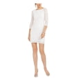 thumbnail image 1 of ADRIANNA PAPELL Womens White Lace Long Sleeve Boat Neck Above The Knee Sheath Dress 2, 1 of 5