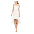 thumbnail image 1 of ADRIANNA PAPELL Womens White Zippered Lace Floral Strapless Below The Knee Evening Hi-Lo Dress 6, 1 of 3