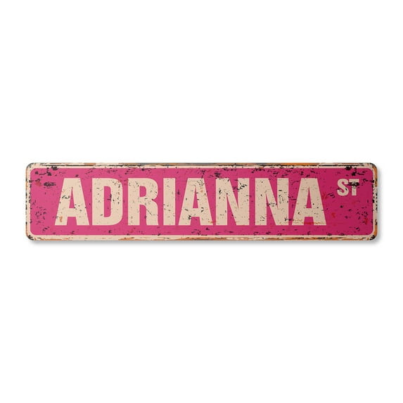 ADRIANNA Vintage Plastic Street Sign Childrens Name Room Sign | Indoor/Outdoor | 36" Wide