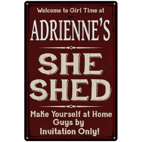 ADRIENNE'S She Shed Red Sign Gift Lady Cave 8 x 12 High Gloss Metal 208120088397