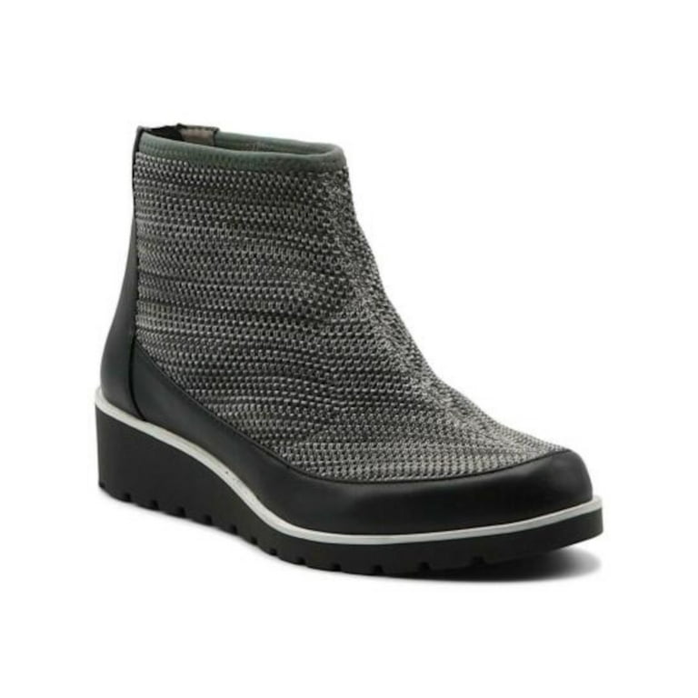 ADRIENNE VITTADINI SPORT Womens Gray 0.5 Platform Stretch Knit Lug Sole Cushioned Trooper Round Toe Wedge Zip Up Booties 7.5 M