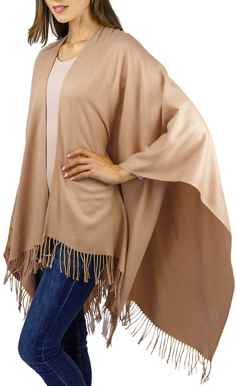ADRIENNE VITTADINI WOMEN'S SOLID SO SOFT RUANA WITH FRINGES - Walmart.com