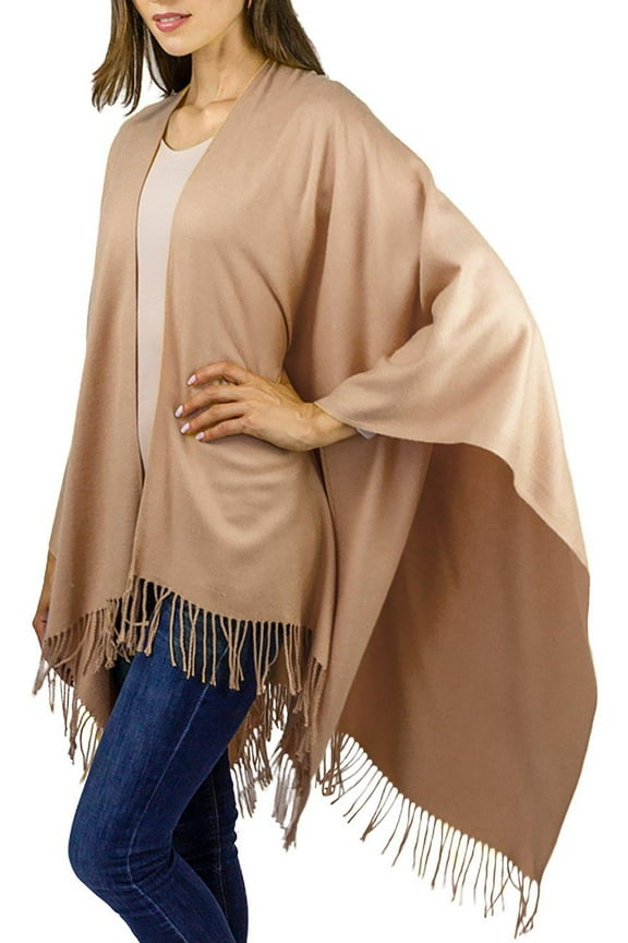 WOMEN'S SOLID SO SOFT RUANA WITH FRINGES