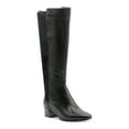 thumbnail image 1 of ADRIENNE VITTADINI Womens Black Asymmetrical Cecil Block Heel Zip-Up Leather Boots 7.5 M, 1 of 4