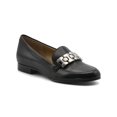 thumbnail image 1 of ADRIENNE VITTADINI Womens Black Metallic Hardware Detail Comfort Raja Round Toe Block Heel Slip On Leather Loafers 8.5 M, 1 of 3