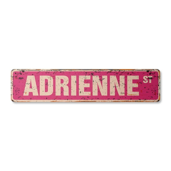 ADRIENNE Vintage Plastic Street Sign Childrens Name Room Sign | Indoor/Outdoor | 18" Wide