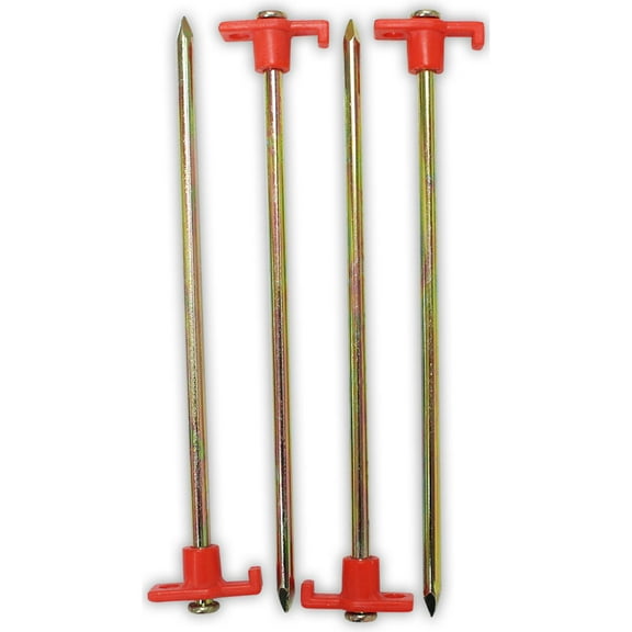 ADROIT 10" (25.4 cm) 4 Piece Steel Tent Nails Set | Plastic Tipped | Robust & Secure | For All Terrains & Weather | Rust Resistant Steel | Great For Outdoors To Secure Tents, Canopies, Tarps & More