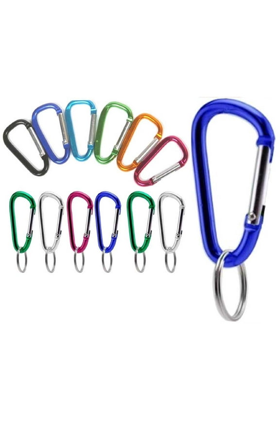 ADROIT 12 Piece Aluminum Key Rings Set | Vibrant Carabiner Display | Lightweight 8mm Diameter Snap Links | 80mm Overall Length | Ideal for Belts, Bags, & More