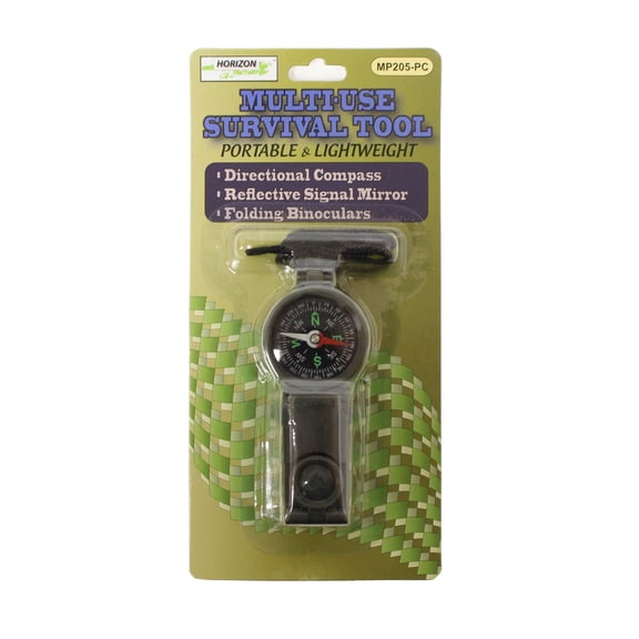 ADROIT Multi-Function 3-in-1 Compass | Lightweight 2oz Design | Includes Compass, Binoculars, Emergency Mirror & Nylon Lanyard | Essential Outdoor Tool