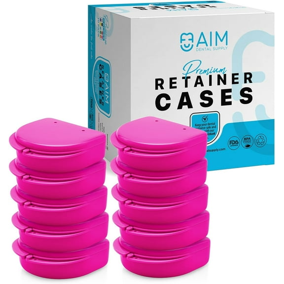 ADS Retainer Case with Vent Holes, Perfect Retainer Holder, Mouth Guard Case, Aligner Case, Retainer Cases (Fuchsia-Pack of 10)
