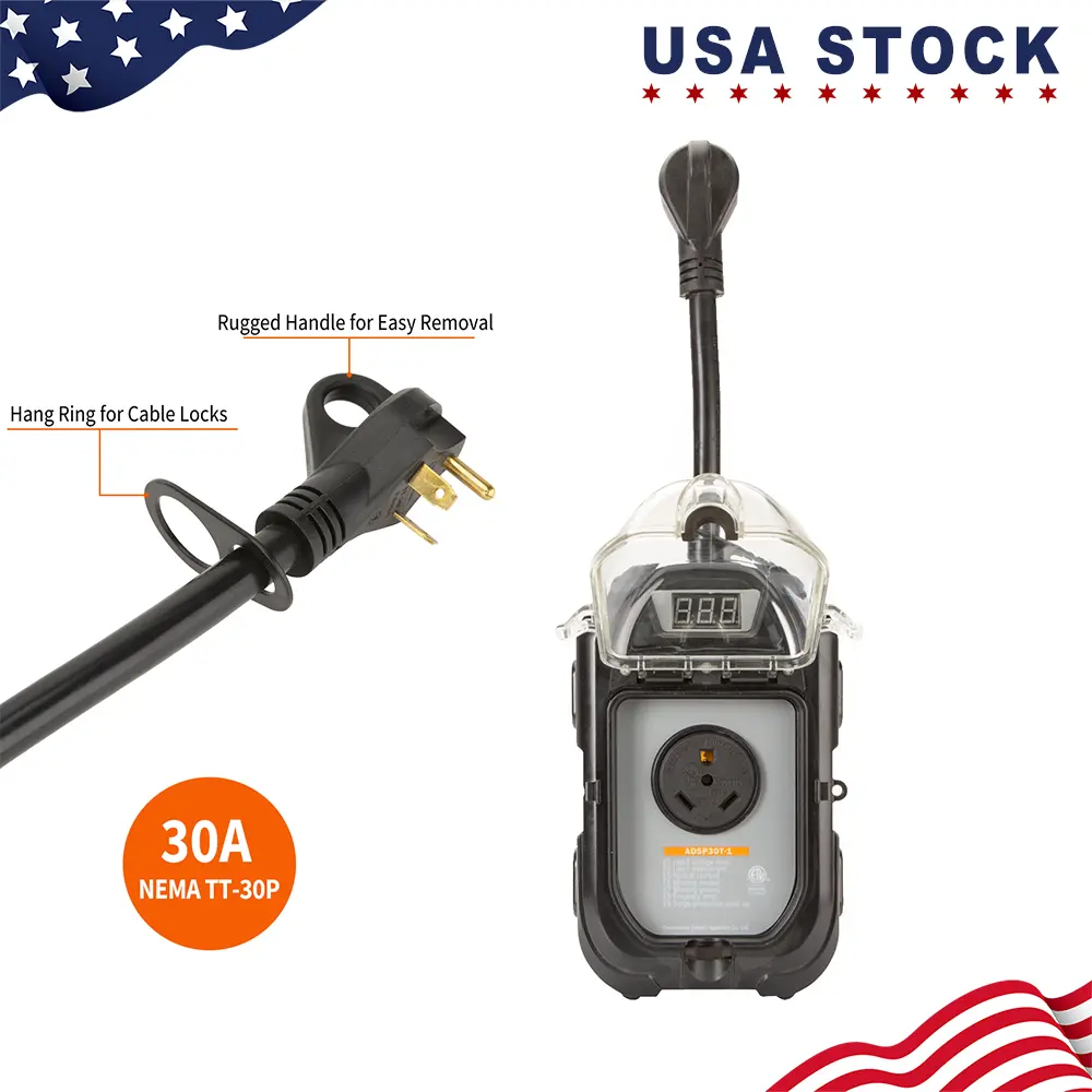 ADSAFE 30Amp RV Surge Protector Circuit Analyzer,EMS Surge Protected