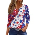 thumbnail image 1 of ADSSDQ 3/4 Length Sleeve Womens Tops 4th of July Button Down Shirts for Women Summer Top 2025 Patriotic American Flag Stars Stripes Graphic Tees Multicolor L, 1 of 7