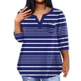 thumbnail image 1 of ADSSDQ 3/4 Sleeve Plus Size Maternity Clothes With Pocket Striped Pattern Girls Shirts Summer Tops For Women 2024 Trendy Flowy V Neck Blouses Elbow Length Graphic T Shirts Fall Royal Blue 2XL, 1 of 5