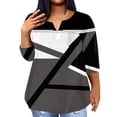 thumbnail image 1 of ADSSDQ 3/4 Sleeve Plus Size Summer Tops With Pocket Casual Dressy Western Womens Shirts V Neck Tunics Elbow Length T Shirts Fall Sweatshirts Dark Gray 2XL, 1 of 5