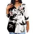 thumbnail image 1 of ADSSDQ 3/4 Sleeve Plus Size Tunics For Women With Pocket Ethnic Floral Hawaiian Shirt Summer Work Tops Sexy V Neck Elbow Length Womens Tees Fall Teacher Sweatshirt Pink 2XL, 1 of 5
