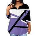 thumbnail image 1 of ADSSDQ 3/4 Sleeve Plus Size Tunics For Women Spring Tops 2024 Western Tshirt Dresses V Neck Country Shirts Elbow Length Retro Maternity Summer Clothes With Pocket Purple 2XL, 1 of 5