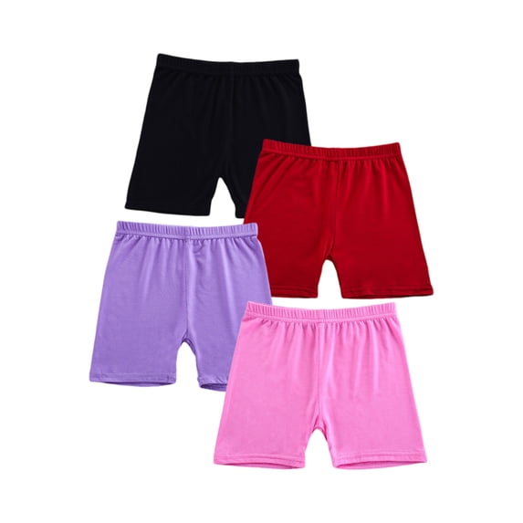 ADSSDQ 4 Pack Girls Bike Short 2026 Casual Under Dress Dance Short for Kids Summer Clothes Multicolor 3-15 Years Dark Purple 170