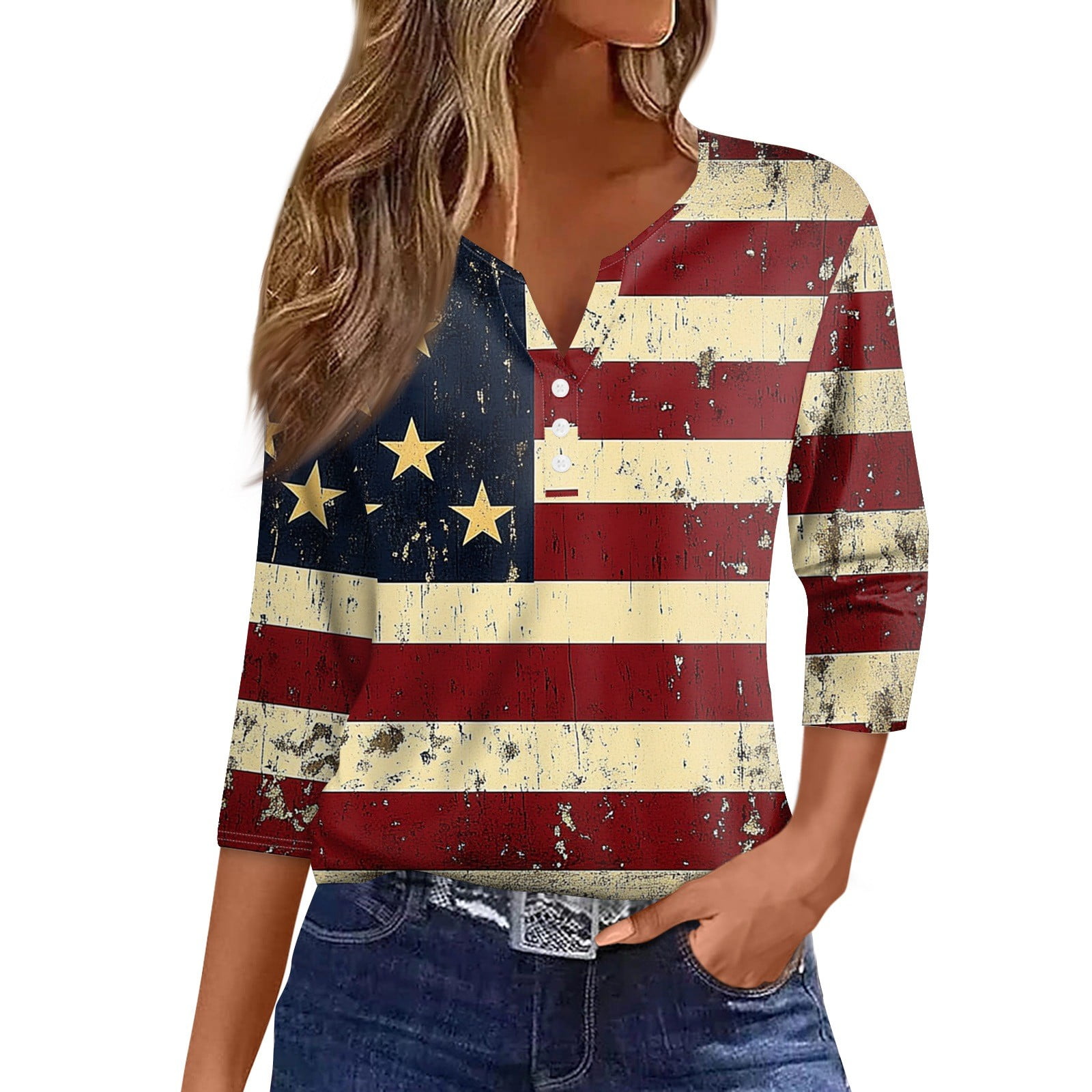 SO ME Fourth Of July Stripe Button Down Vest Top