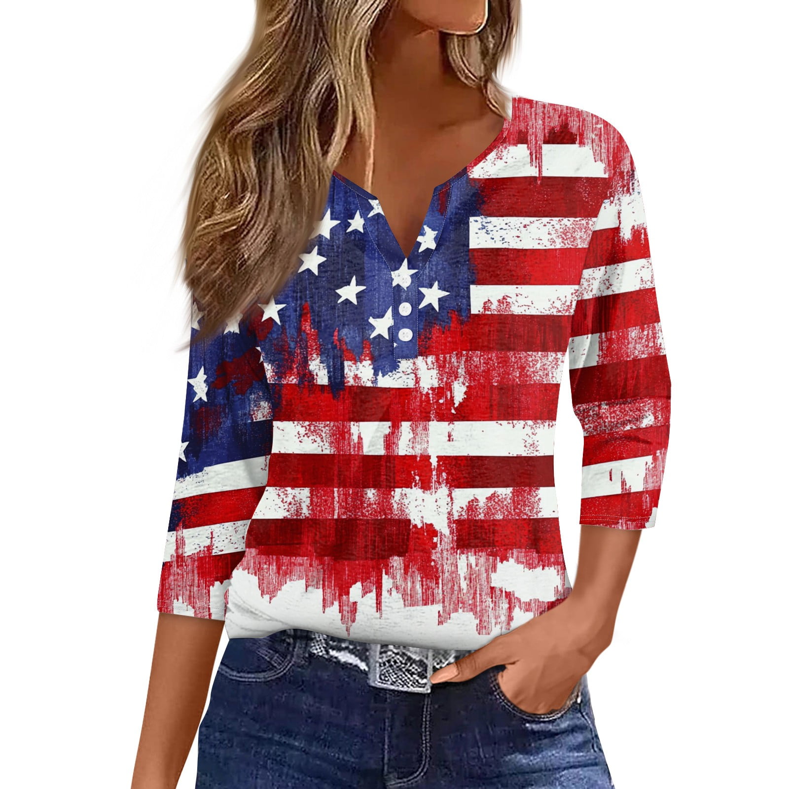 Women's American Flag Kimono Cover Up - 4th Of July Patriotic Beach Shirt, One Size