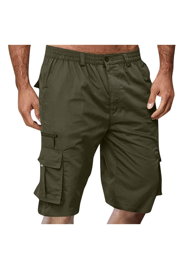 Cargo Shorts for Men Below Knee Length Hiking Work Relaxed Fit Lightweight Bermuda Tactical Shorts with Multi Pockets Coffee 2XL