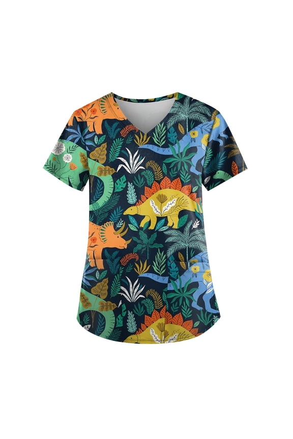 Comfort Stretch 2-Pocket Scrub Top for Women,Plus Size V Neck Summer Nurse Uniforms,Womens Working Nurse Tops Scrubs Orange 2XL