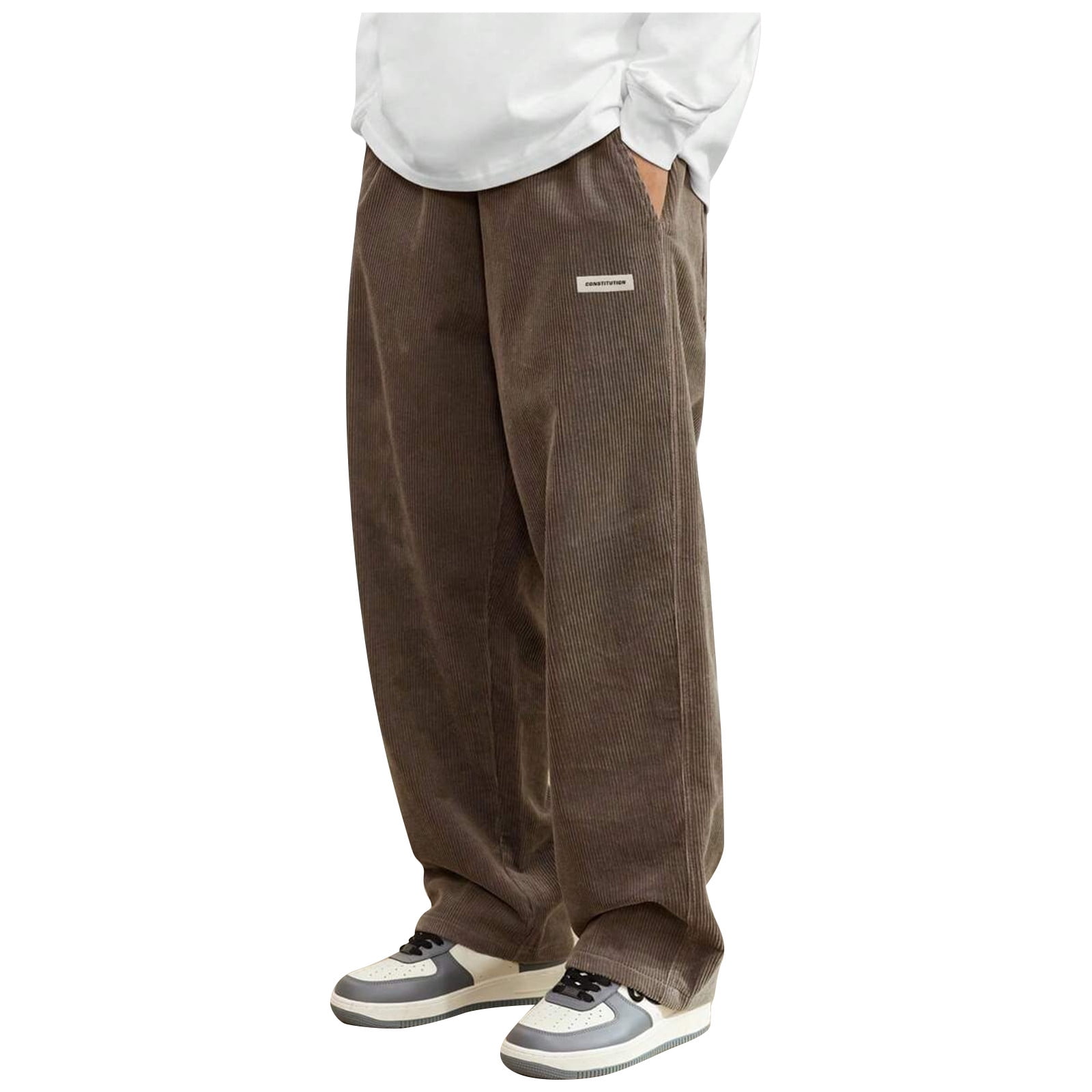 ADSSDQ Corduroy Pants Men Relaxed Fit Drawstring Elastic Waist Baggy ...