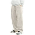 thumbnail image 1 of ADSSDQ Corduroy Pants Men Relaxed Fit Drawstring Elastic Waist Baggy Chino Pants Wide Leg Pants Twill Slacks with Pockets Khaki XL, 1 of 6