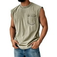 thumbnail image 1 of ADSSDQ Cotton Men's Big and Tall Sleeveless Tank Tops Muscle Shirts Gym Casual Workout Tees with Pocket Green M, 1 of 4
