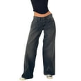 thumbnail image 1 of ADSSDQ Denim Jeans for Women Straight Wide Leg Low Rise Baggy Jeans Loose fit Boyfriends Jeans Y2K 90S Long Denim Pants with Pockets Gray XL, 1 of 2