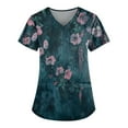 thumbnail image 1 of ADSSDQ Floral Printed Nursing Scrubs Shirts for Women 2024 New Fun Medical Plus Size Scrub Tops with Pockets Cyan 5XL, 1 of 3