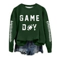 thumbnail image 1 of ADSSDQ Football Sweatshirts for Women Fall Workout Football Graphic Crew Neck Pullover Tops Casual Long Sleeve Game Day Hoodies Dark Green 2XL, 1 of 4