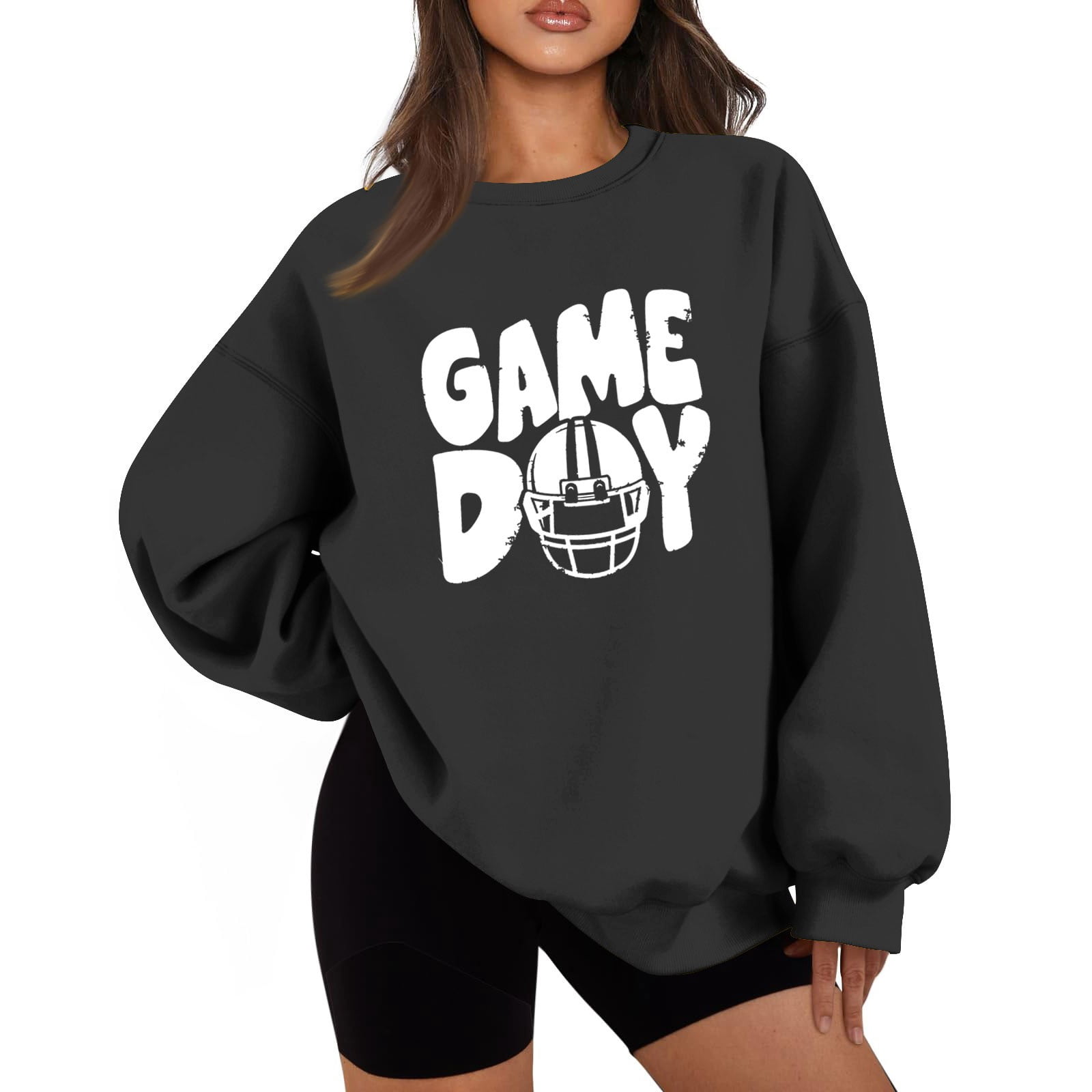 Women's Funny Football Graphic Sweatshirt - Casual Long Sleeve Crewneck Pullover For Fall Game Day