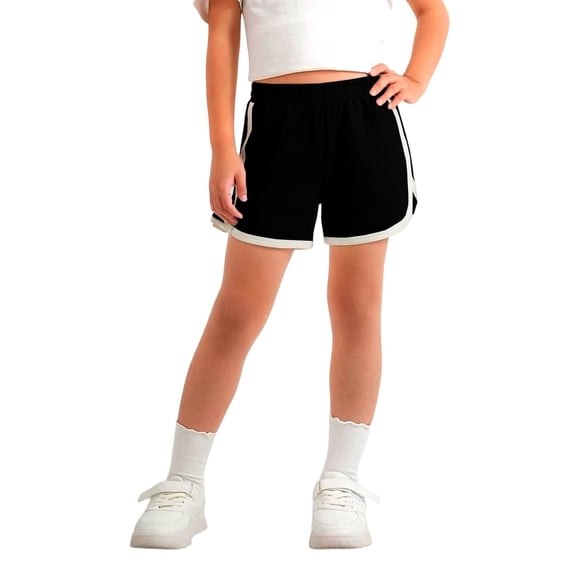 ADSSDQ Girls Athletic Short with Pockets Running Shorts Gymnastics Basketball Short for Teen Kids 3-15 Years Black 160
