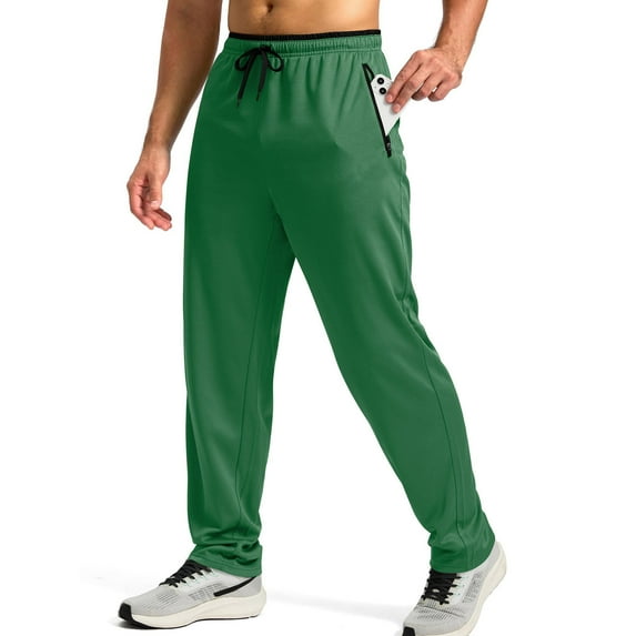 ADSSDQ Hiking Pants for Men Lightweight Athletic Pants Quick Dry with Zipper Pockets Running Track Workout Pants Green M