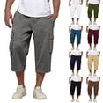 thumbnail image 1 of ADSSDQ Long Cargo Shorts for Men Summer Lightweight Below The Knee Shorts Casual Baggy Sweat Shorts with Pockets 3/4 Pants Sweat Shorts Black L, 1 of 8