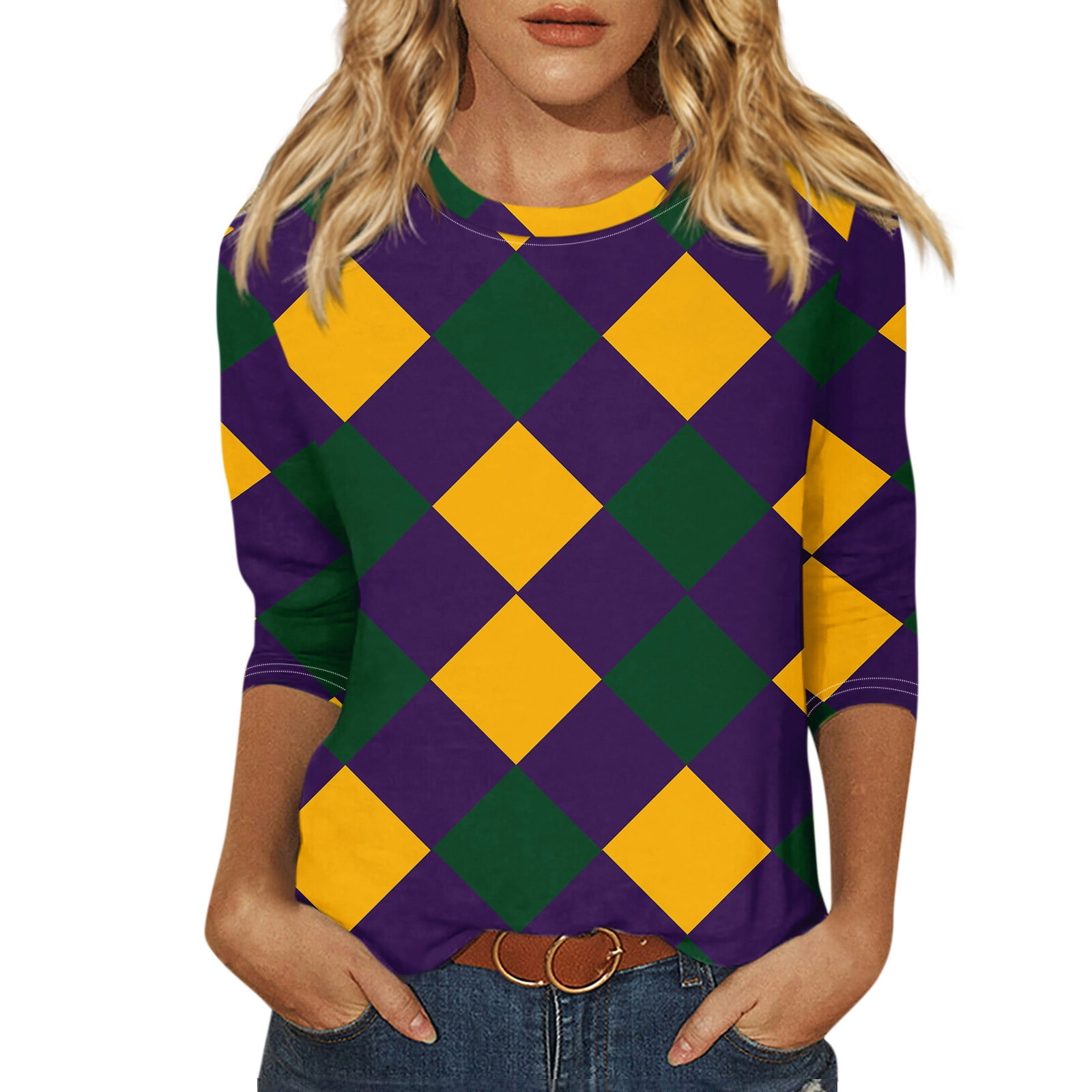 Ugly Christmas Sweater For Women – Light Up Shiny Tree Print Long Sleeve Pullover, Purple - View #8