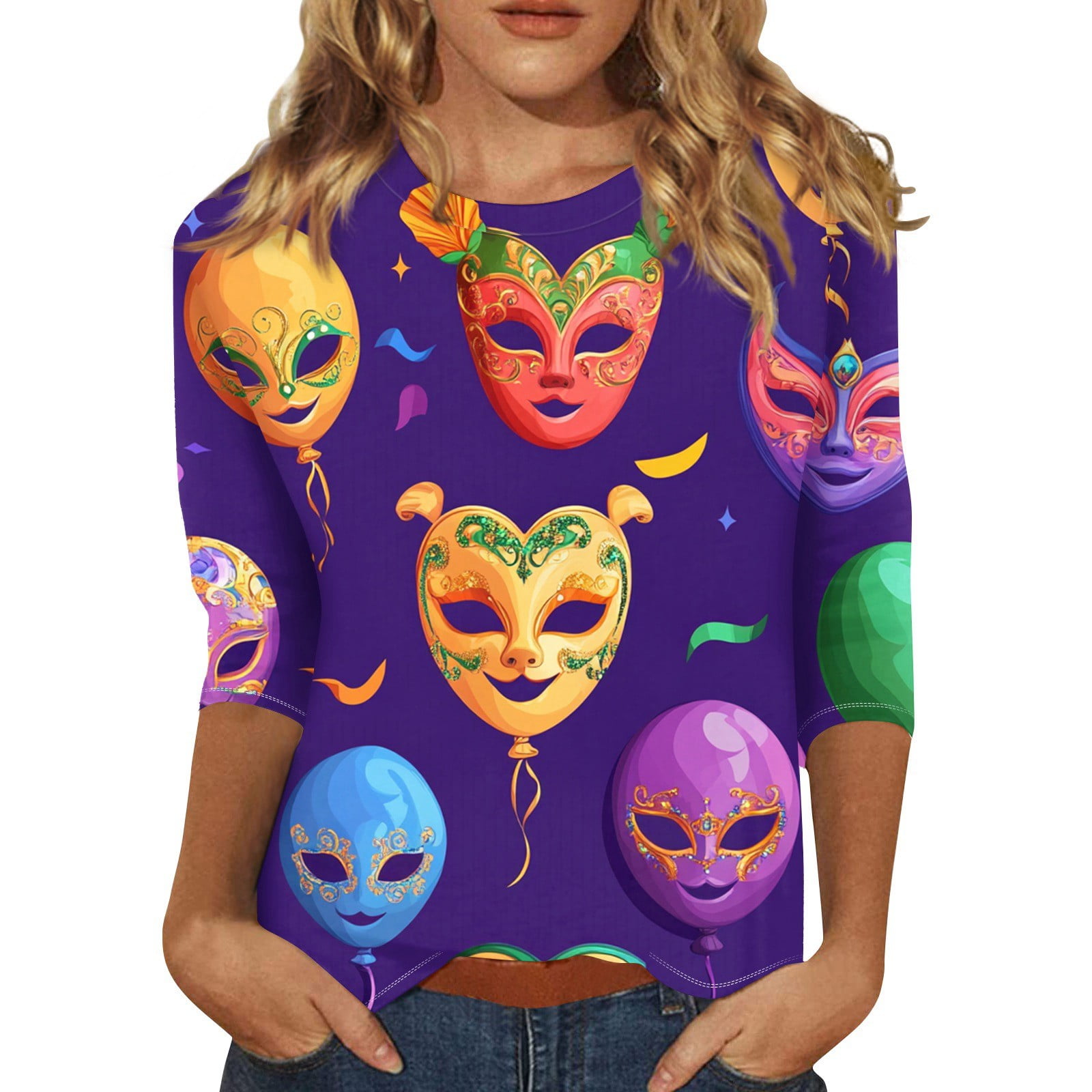 ADSSDQ Mardi Gras Shirts for Women Mardi Gras Clothes for Women Graphic ...