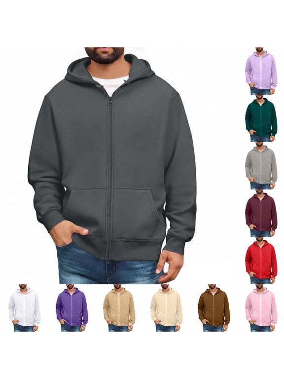Men'S Oversized Zip Up Hoodie Fleece Sweatshirts With Pockets Cotton Blend Sweatshirts,Fall Clothes Outfits,Full Zip Up Hoodie,Long Sleeve Winter Jackets,Relaxed Fit Coat Dark Gray XL
