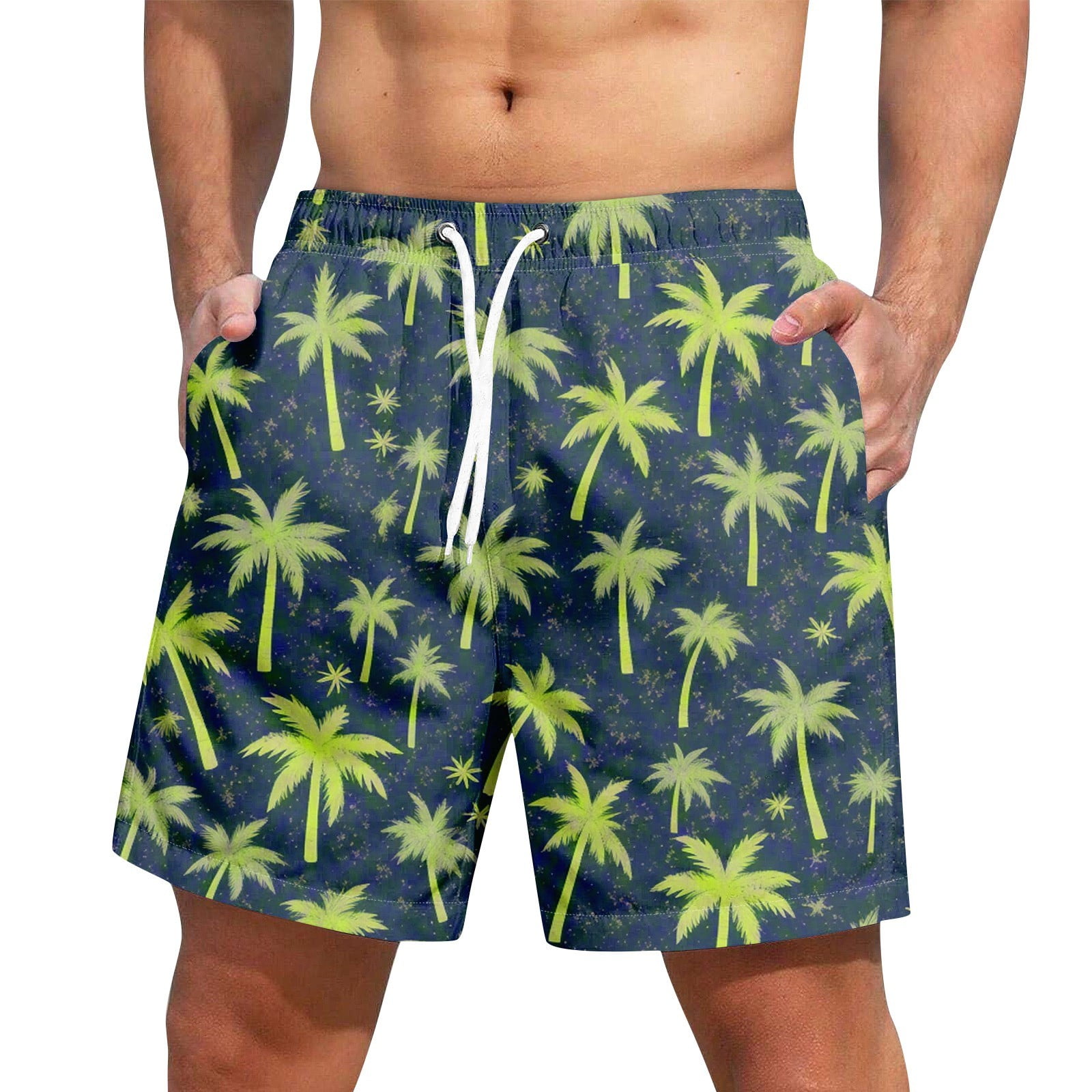 Men's Quick-Dry Beach Shorts With Mesh Liner - See-Through Swim Trunks With Drawstring