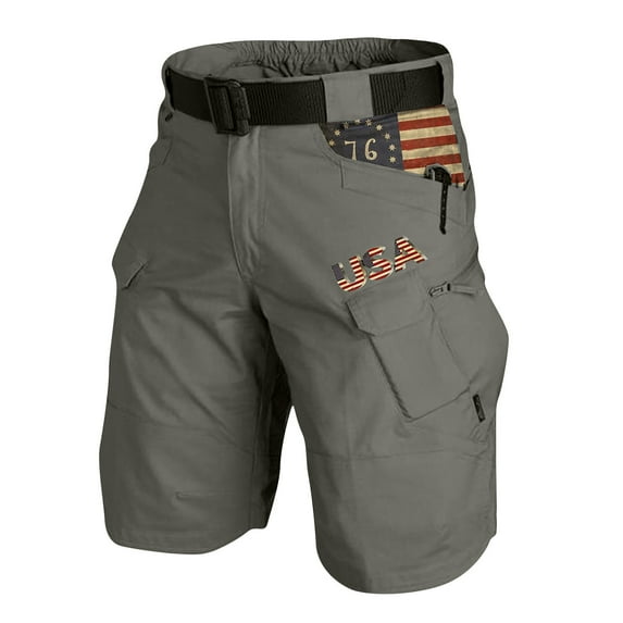 ADSSDQ Men's 4th of July Cargo Shorts Patriotic Tactical Shorts Zipper Pockets Hiking Shorts Stretchy Waist Pants Army Green M
