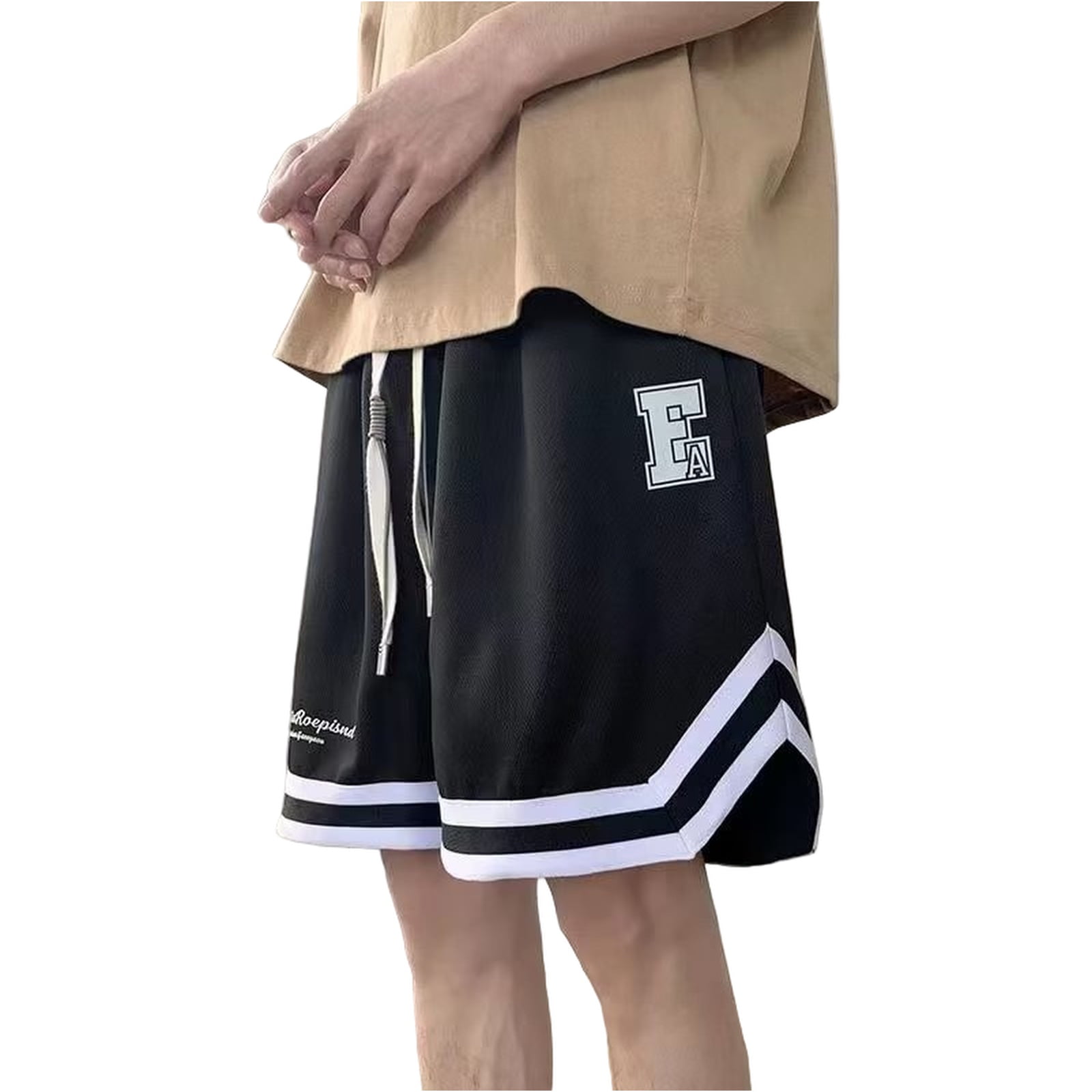 Spiro Men's Quick-Dry Basketball Shorts - Black/White, Size S, Elastic Waist With Drawstring - View #9